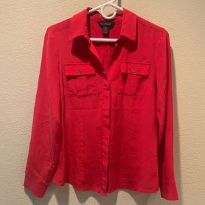 Long Sleeve Red Silk Top